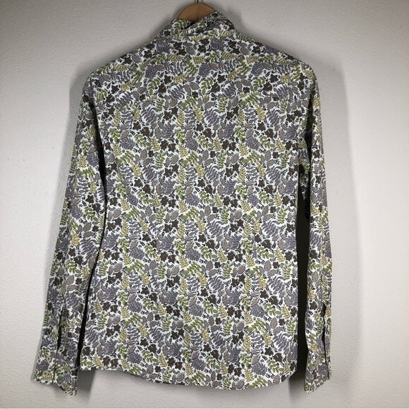 Boden Long Sleeve Button Down Leaf Print Shirt Pleated Collared Career US 6 - Picture 5 of 8